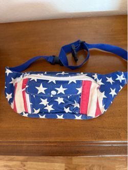 Vintage Fanny Pack Red White Blue Flag July 4th