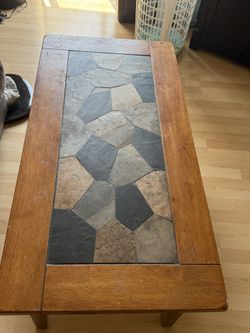 Oak/Light brown Coffee Table/ Modern Tile design