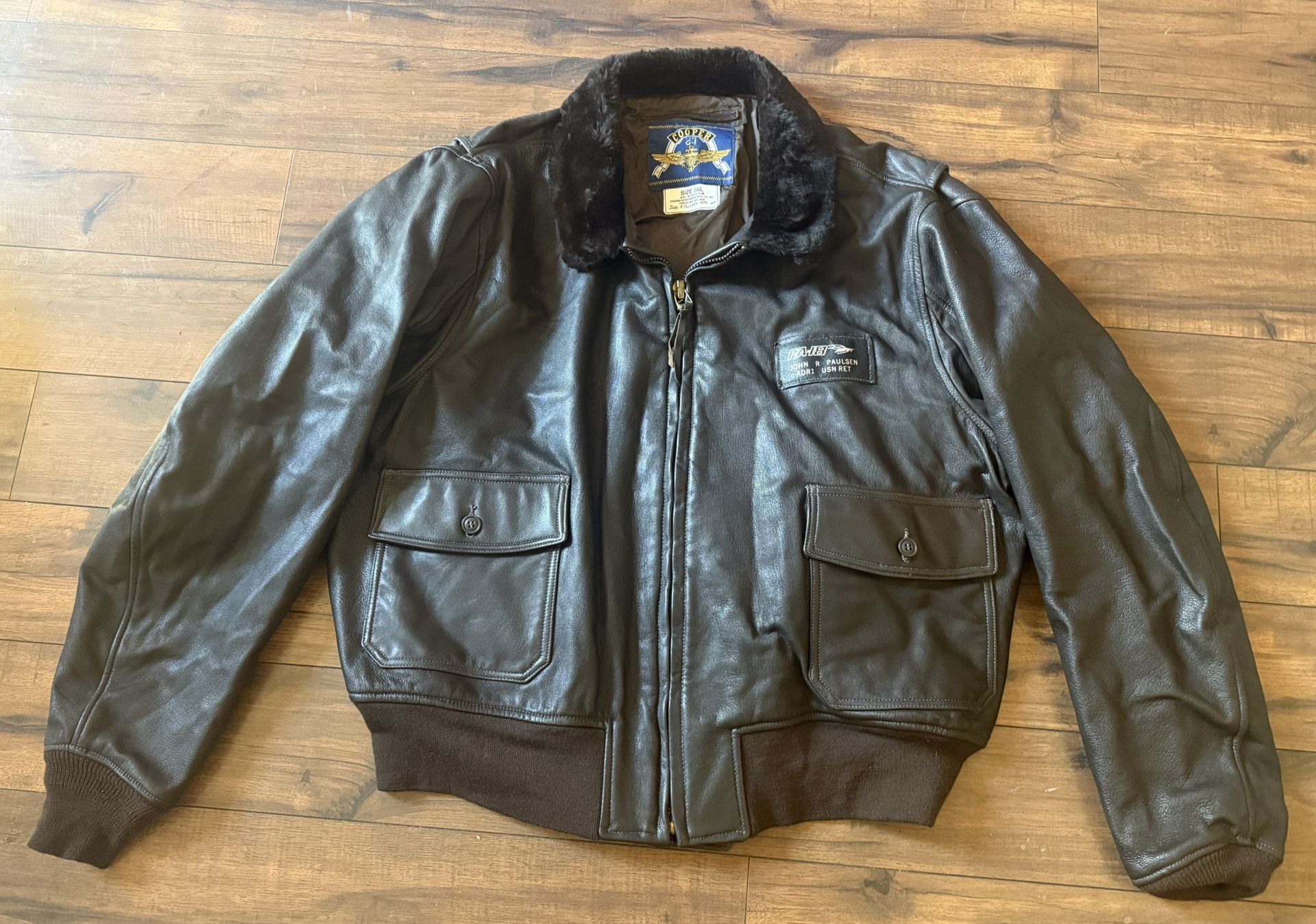 G-1 G1 Cooper Leather Pilot Flight Bomber Jacket US NAVY USN Military Size 56L