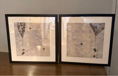 Set of 2 Robert Charon Framed Art Prints – 25.5” x 25.5” . OBO