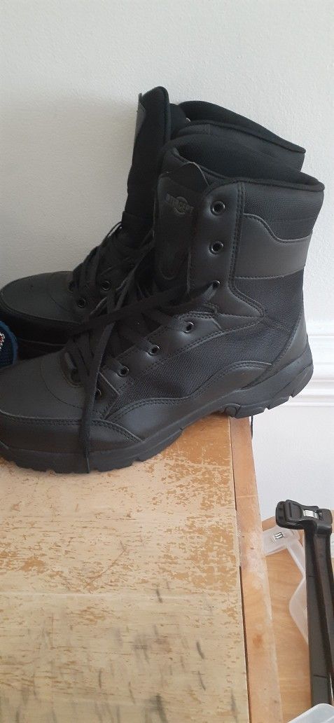 Euc- Interceptor Black Leather Steel Toe Waterproof Boots