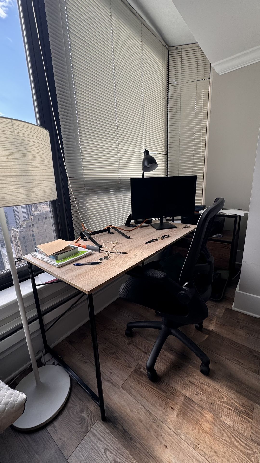 Office table & chair, LG Monitor, Free printer & printer Stand, Computer Stand And Desk lamp