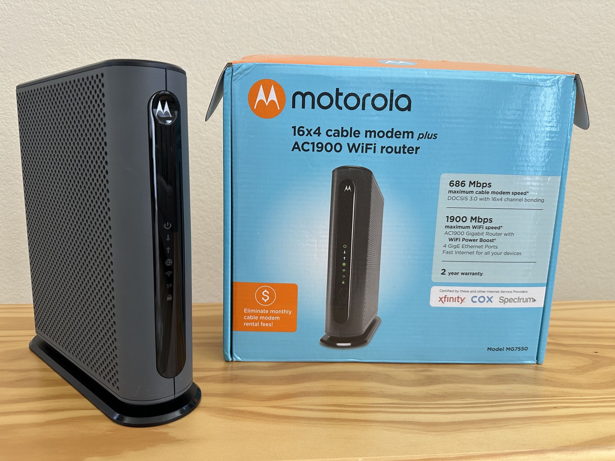 Motorola MG7550 Cable Modem Plus AC1900 WiFi Router