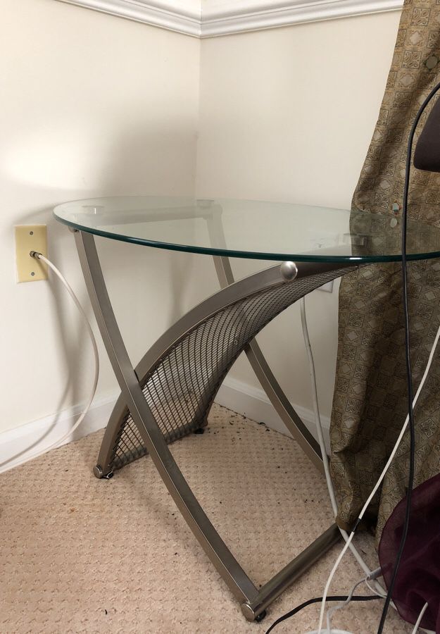 Glass and metal end table