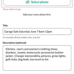 Garage Sale Saturday June 7 8am-12pm