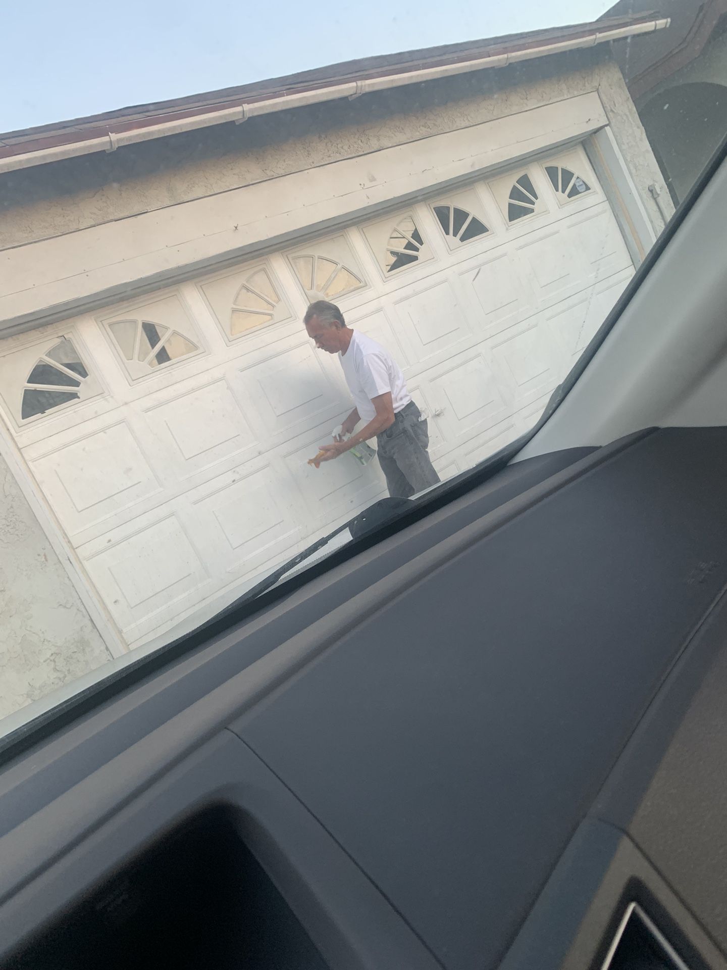 garage door, white 15.5 feet by 8 feet, with motor and railings