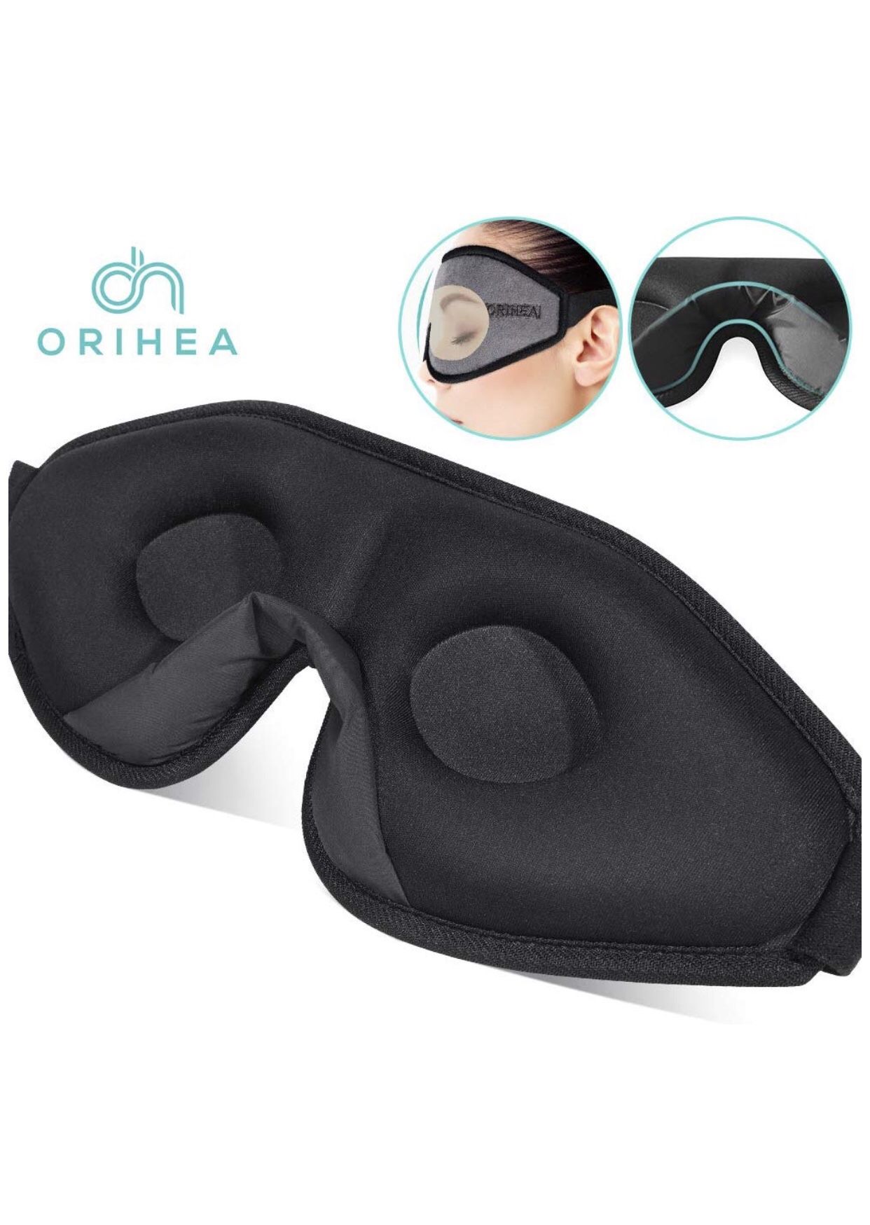 OriHea Eye Mask for Sleeping,3D Comfort Soft Sleep Mask Men Women,Block Out Light 100% Eye Shade Cover,Adjustable Premuim Silk Foam Blindfild, Travel