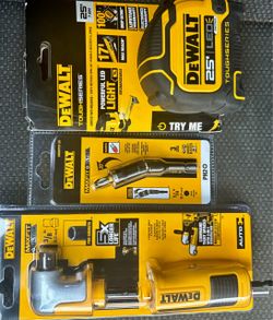Less than $10 a tool!!!DeWalt Tool Bundle – Tape Measure, Bit Holder, Right Angle Attachment