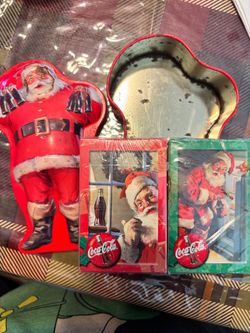 Coca-Cola Santa Christmas Collectible Tin and Card Set