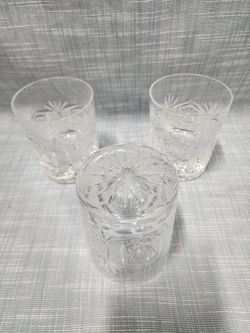 3 American Brilliant  Crystal Glasses