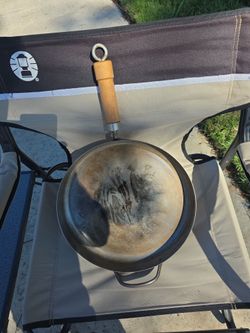vintage, USA mfg., carbon steel searing pan