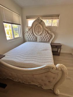 Queen bed frame and mattress