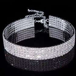 Five layer Diamond choker with zirconia stones
