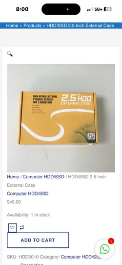 External storage system for 2.5 inch HDD