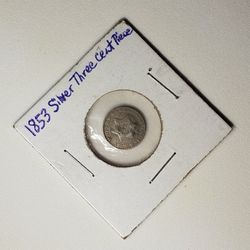 1853 Three Cent Silver Trime 3c US Coin