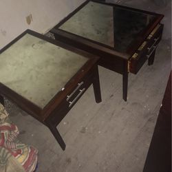 Antique Wooden Mirror Top With Drawer Tables