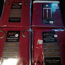 2 Panels Left Burgundy Black Out Curtains New 