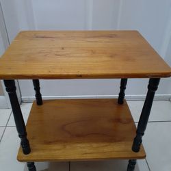 Small Wood Side Table With Bottom Shelf 