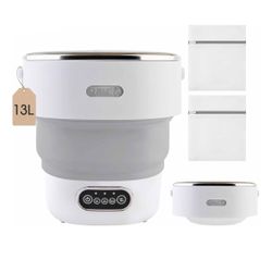 13L Portable Washing Machine, Mini Foldable Washer with Spin Basket and 2 Wash Bags, Ideal for Underwear, Socks, Baby Clothes and Shoes