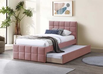Twin twin size tufted bed with orthopedic mattress