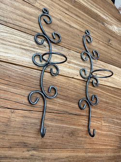 Rustic Metal hand forged wall sconces/ candle or plant holders