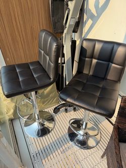 Black Faux Leather Bar Stools Set of 2