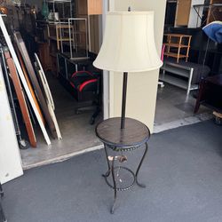 Iron Works Rustic Farmhouse Country Cottage Core Floor Lamp with Tray End Table
