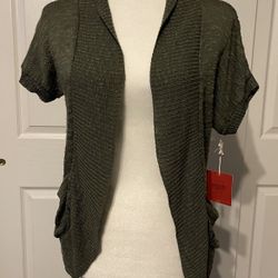 NWT Short Sleeve Open Knit Cardigan By Mossimo - Olive Green