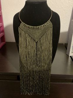 LONG Olive Green Statement Necklace