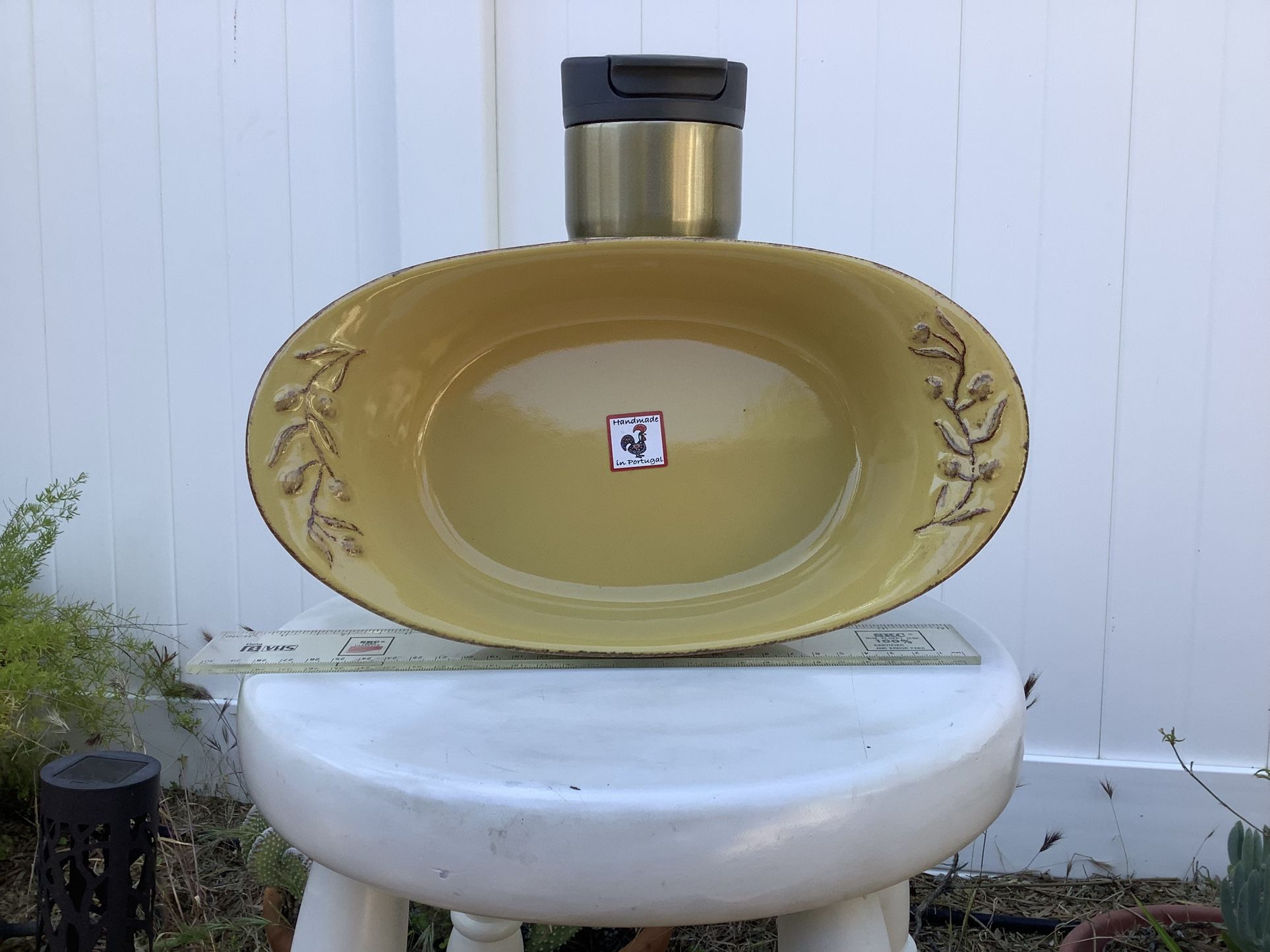 New Cerutil Stoneware Yellow Oblong Baking Bakeware Dish Oven Microwave Almost 12’ **Located In AGOURA HILLS (Read Description Below)