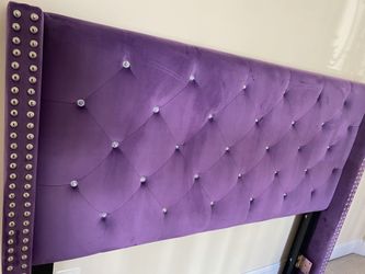 Full sized Purple velvet upholstered bed frame