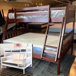 Twin Over Full Bunk Bed Plus New Mattress (Free Delivery)