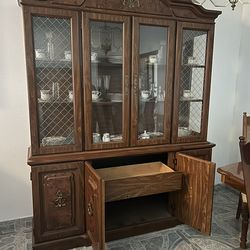 12 Service  Crown Ming China Set And China Cabinet , 5 Piece Dining Room Set w/extension