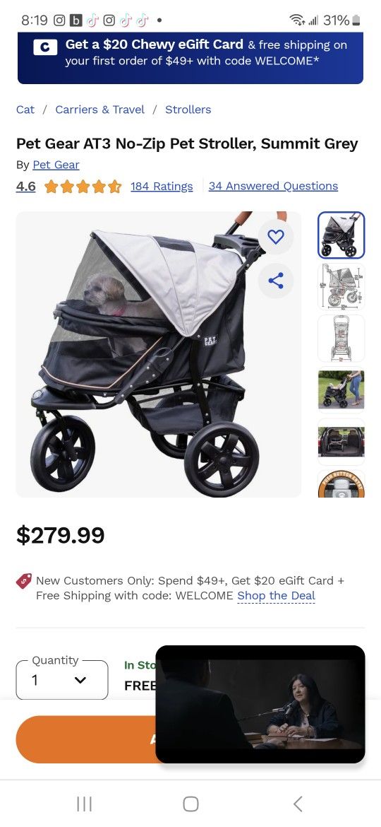 Rarely Used, Jogging Dog Stroller