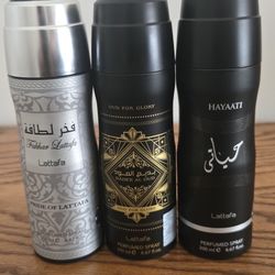 Lattafa  FAKHAR, OUD FOR GLORY, HAYAATI  Body Spray All 3 For $10 Or $4 Each