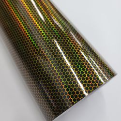 Gloss Gold Yellow Honeycomb Holographic Vinyl Car Wrap 8ft X 5ft