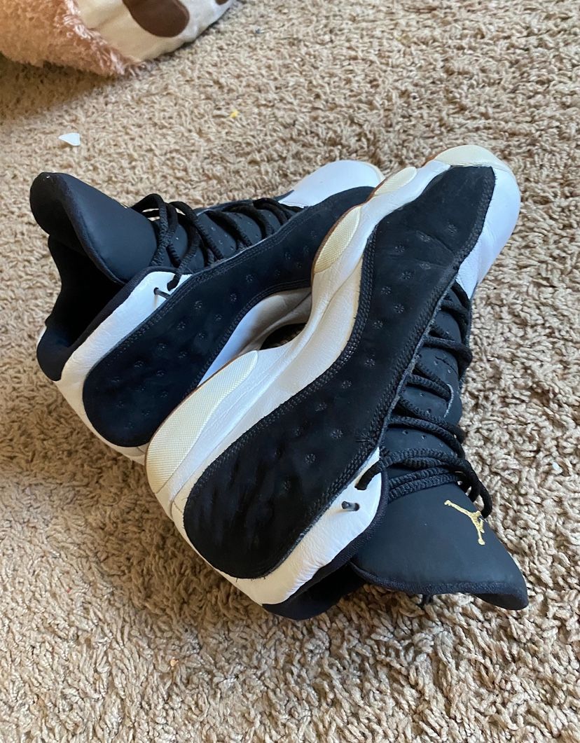 Air Jordan 13 "City of Flight" Size 7Y (Mens 7) - Black, White & Gold - Good Condition