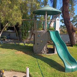 Kids Play House With Slide And 3 Swings