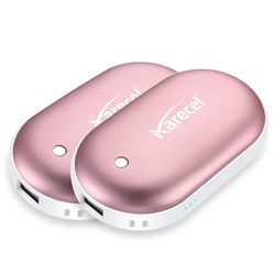 Hand Warmers Rechargeable 2 Pack, 10400mAh Double-Sided Heat Electric Handwarmers Powerbank, 4-inch Full-Surface Heat, Portable Camping Hand Warmers, 