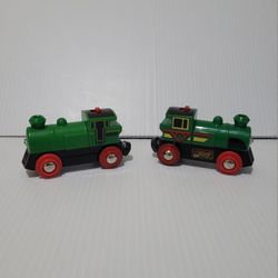 Vintage BRIO Lot-2 Wooden Railway #33222 #33595 Battery Powered Train EUC .
