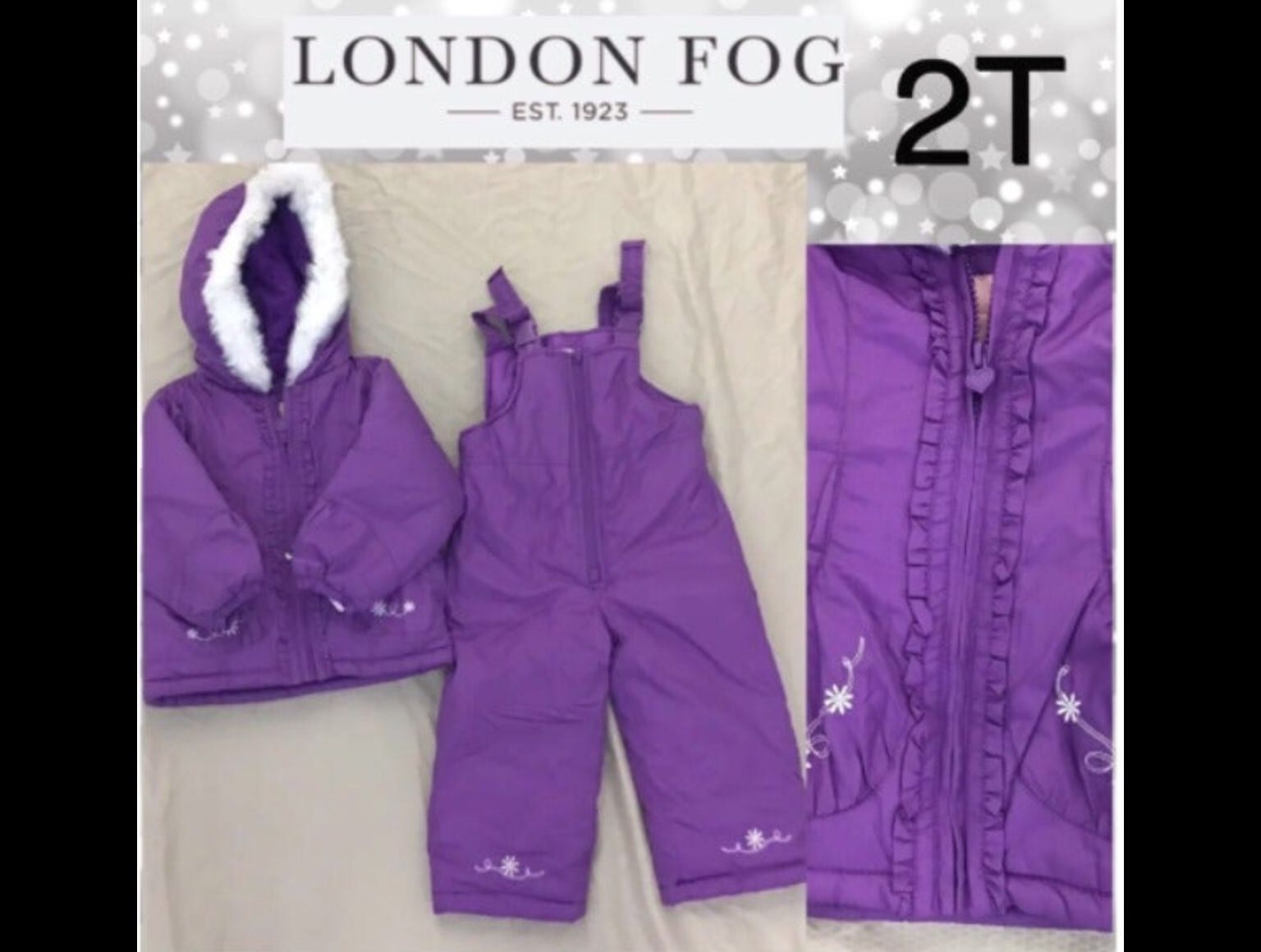 Girls snow suit winter jacket and snow bib pants 2T new with tags