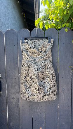 Metallic strapless evening dress