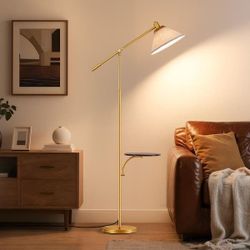 68in Gold Adjustable Arm Floor Lamp 