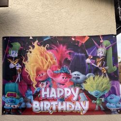Trolls Birthday Banner 