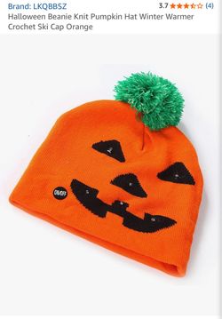 Halloween Pumpkin Knit Beanie with Pom-Pom