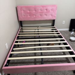 Full Size Upholstered pink Platform Bed