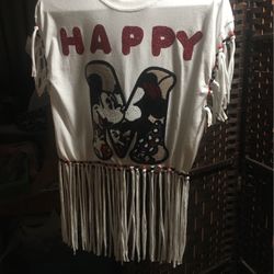 Mickey Mouse  Appliqué  Fringe Shirt Made To Order This One Is M Size