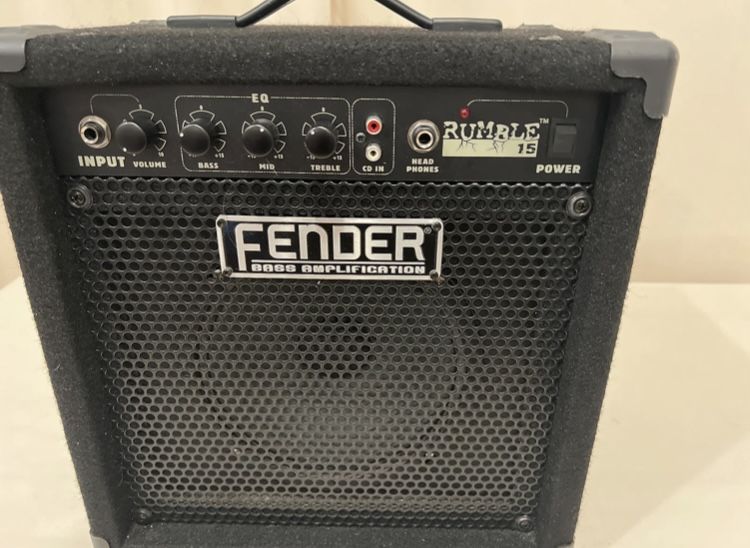 Two Fender Rumble 15 Watt Bass Amps