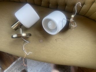 Pair of West Elm Antique Brass & Milk Glass Wall Sconces (Like New)