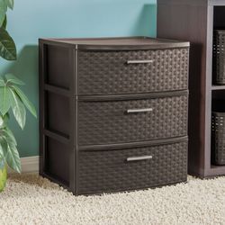 Free Two Sterilite Brown Plastic 3 Drawer Storage
